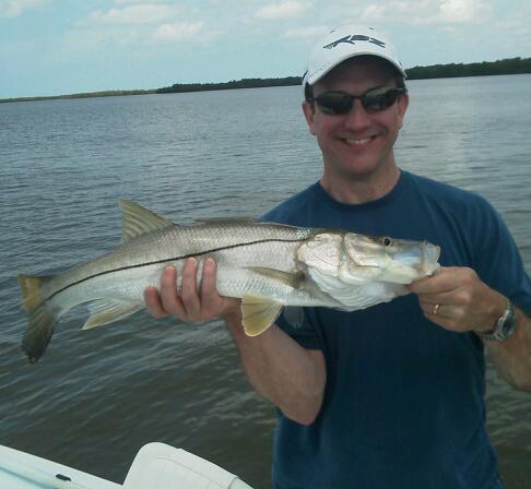 Steve with a 20 inch snook released with Capt. Todd last week.