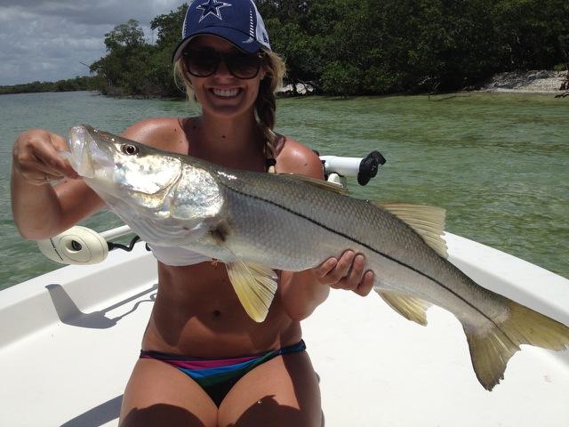 Audra McDermott with a big snook released on June 27 with Capt. Ben Geroy
