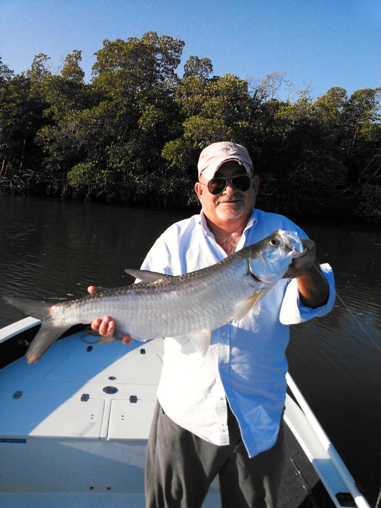 Mike D. with a nice juvenile tarpon released on a trip last week.