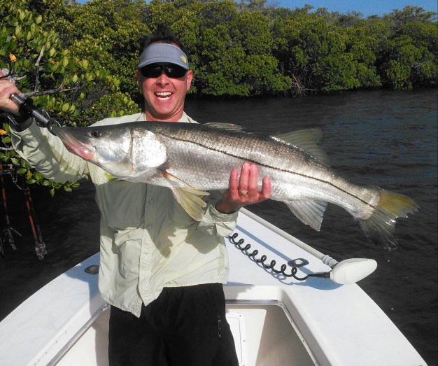 Dave Crane released this giant snook along with redfish and tarpon to complete his 